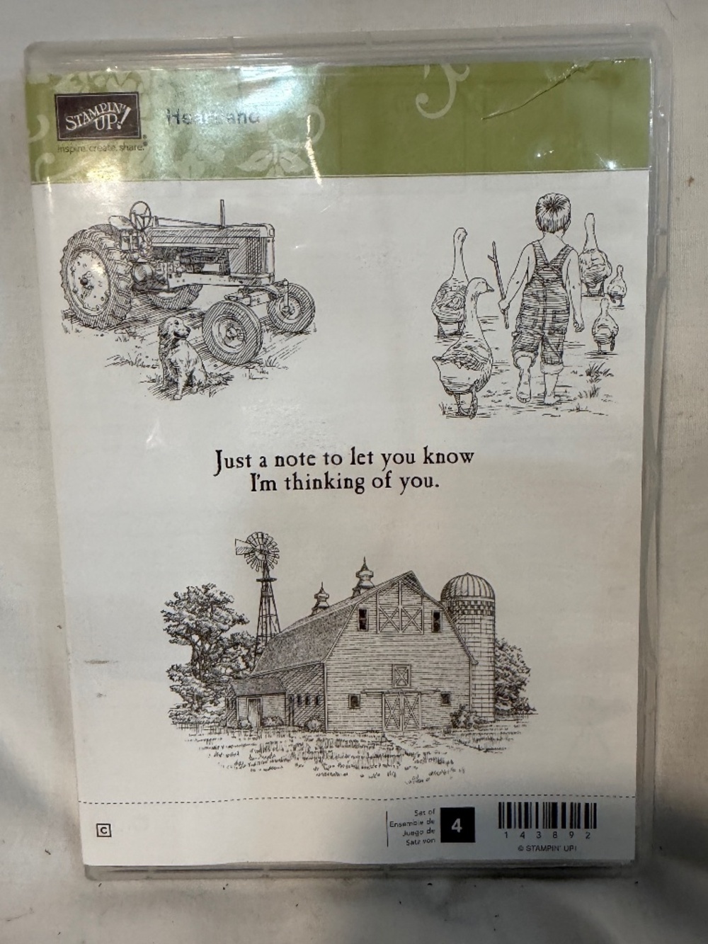 Stampin Up Stamp Set Heartland Set of 4 Farm Country Card Making